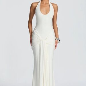 maxi silk dress for women self-portrait - Champagne Satin Flower Maxi Dress